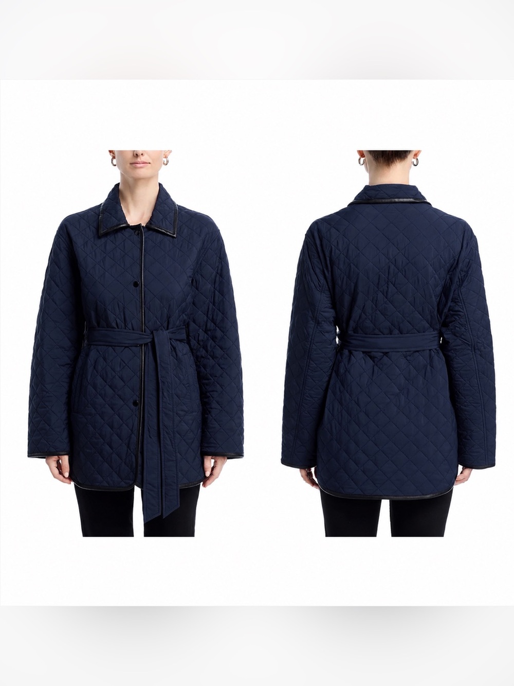 Rag & Bone Kelly Jacket Medium Navy Blue Quilted Belted Long Coat M NWOT $598
